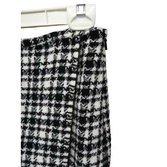 Eddie Bauer Skirt Size 8 Houndstooth Wool Blend Line Black White Pencil lined - Picture 6 of 8